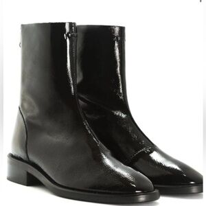 Dark green genuine leather booties worn once